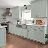 RTA Solid Wood Newtown-Base Tray Cabinet Jade Green for Kitchen, Bathroom & Laundry storage, 1 Door 1 Shelf